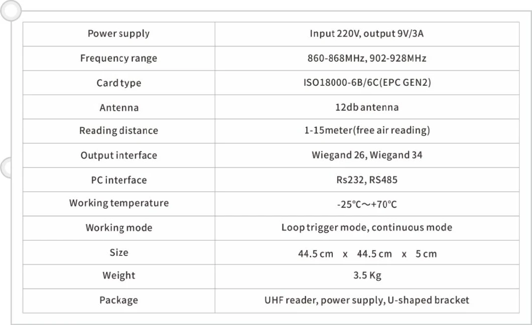 Low Radiation Value UHF Long Range Reader 15m Detection Range For Parking Management 1